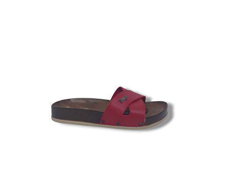 Parmi 21502 Kadın Kırmızı Çapraz Bant Günlük Kullanım Terlik