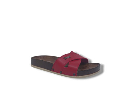 Parmi 21502 Kadın Kırmızı Çapraz Bant Günlük Kullanım Terlik