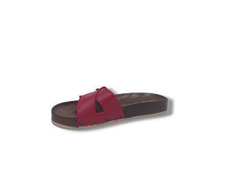 Parmi 21502 Kadın Kırmızı Çapraz Bant Günlük Kullanım Terlik