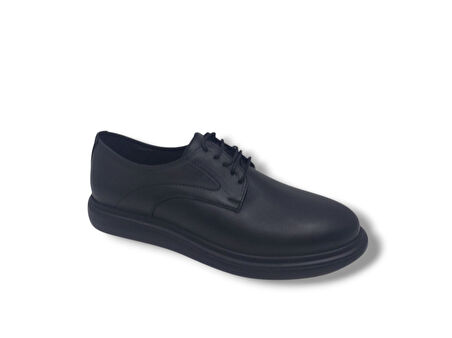 Zerhan 249 Erkek Siyah Bağcıklı Hakiki Deri Casual Ayakkabı