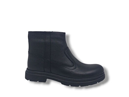 Modesa 223 Erkek Siyah Hakiki Deri Fermuarlı Bot