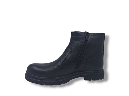 Modesa 223 Erkek Siyah Hakiki Deri Fermuarlı Bot