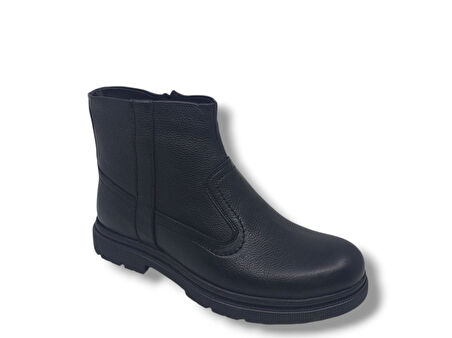 Modesa 223 Erkek Siyah Hakiki Deri Fermuarlı Bot