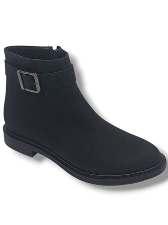 Zerhan 801 Kadın Siyah Tokalı Fermuarlı Büyük Numara Bot 41 42