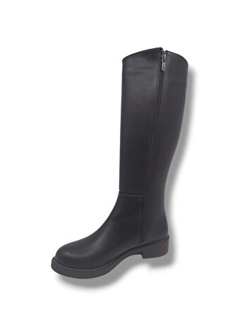 İzlife 232 Kadın Koyu Kahve Uzun Fermuarlı Alçak Topuklu Çizme