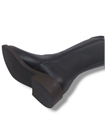 İzlife 232 Kadın Koyu Kahve Uzun Fermuarlı Alçak Topuklu Çizme