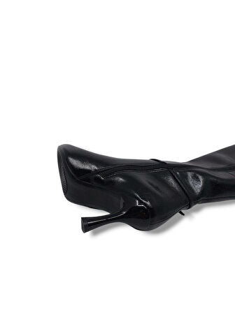 İzlife 692 Kadın Siyah Uzun Fermuarlı  İnce Topuklu Çizme