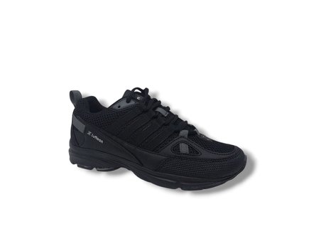 Lutton 215 Unisex Siyah Bağcıklı File Yürüyüş Koşu Büyük Numara Spor Ayakkabı 45 46 47 48
