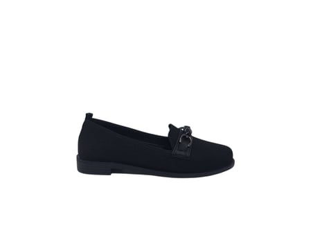 Ceylan 957 Kadın Siyah Tokalı Triko Loafer Ayakkabı