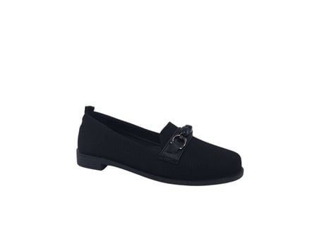 Ceylan 957 Kadın Siyah Tokalı Triko Loafer Ayakkabı