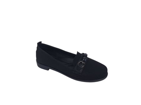 Ceylan 957 Kadın Siyah Tokalı Triko Loafer Ayakkabı