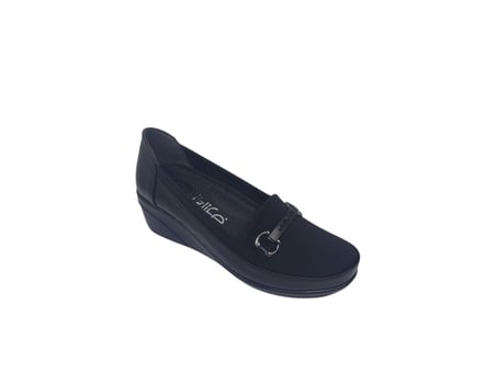 İzlife 14460 Kadın Siyah Tokalı Streç Dolgu Taban Ayakkabı
