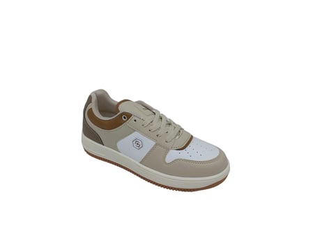 Zerhan 2100 Unisex Kum Beyaz Kahve Bağcıklı Şık Spor Ayakkabı