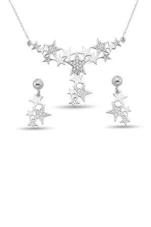 925 Ayar Gümüş Zirkon Taşlı Samanyolu Set - S012402