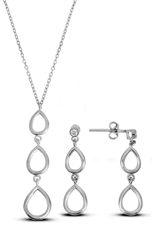 925 Ayar Gümüş Damla Set - S015602