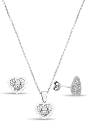 925 Ayar Gümüş Kalp Set - 67018300