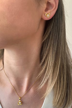 18k Altın Kaplamalı Zirkon Taşlı 925 Ayar Gümüş Set - 67018402