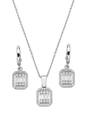Baget Taşlı 925 Ayar Gümüş Set - 67019800