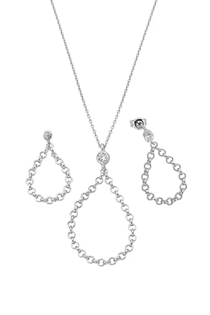 925 Ayar Gümüş Zincir Model Tasarım Damla Set - 67020802