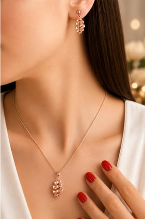 925 Ayar Gümüş Tasarım Rose Kalemli Set - 67021402