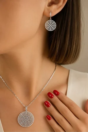 925 Ayar Gümüş Tasarım Set - 67021502