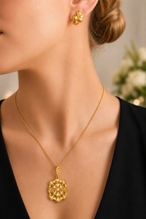 18K Altın Kaplamalı 925 Ayar Gümüş Tasarım Kalpli Set - 67022602
