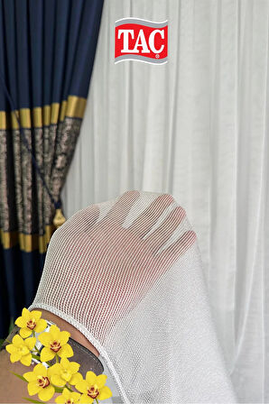 Taç Örme Çelik 1x3 Sık Pile Tül Perde  - Extra Gramajlı Dökümlü - Kırışmaz Ütü Istemez 