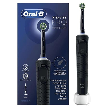 D103 Vitality Pro Cross Action Şarjlı Diş Fırçası (Siyah)