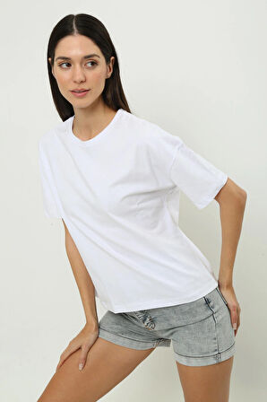 Beyaz Basic Kadın T-shirt
