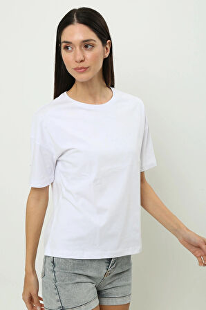 Beyaz Basic Kadın T-shirt