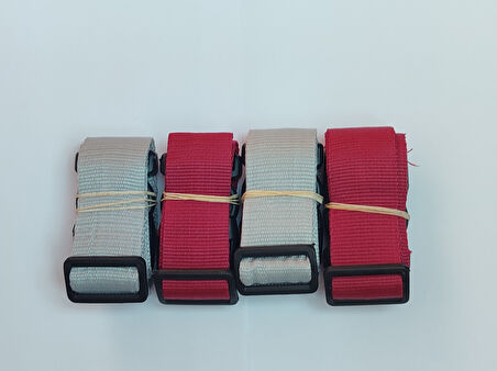 2 Adet Gri 2 Adet Bordo Valiz Kemeri 4 Cm Toplam 4 Adet