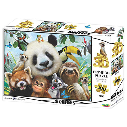 Prime 3D Hayvanat Bahçesi Selfie 500 Parça Yetişkin Puzzle 1006
