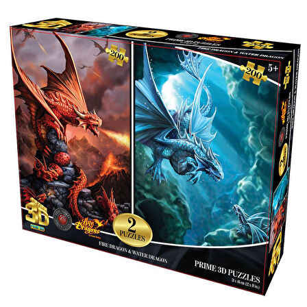 Prime 3D Ateş Ejderhası ve Su Ejderhası İkili Puzzle 200 Parça 10244