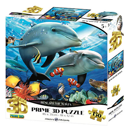 Prime 3D Dalga Altında Yunuslar 150 Parça Puzzle 10897