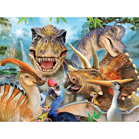 Prime 3D Dinozorlar Selfie Çift Taraflı Puzzle 100 Parça 15037