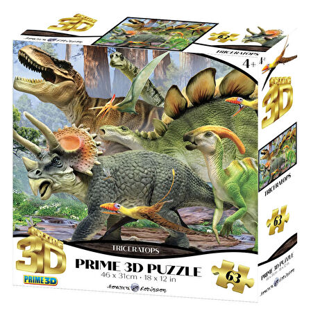 Prime 3D Triceratops 63 Parça Puzzle 20920