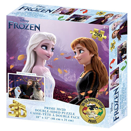 Prime 3D Disney Frozen Çift Taraflı Puzzle 200 Parça 37547