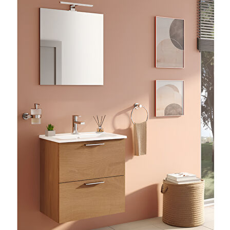 VitrA Mia 67092 Banyo Dolabı Seti Çekmeceli 60 cm Altın Meşe