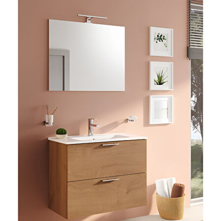 VitrA Mia 67093 Banyo Dolabı Seti Çekmeceli 80 cm Altın Meşe