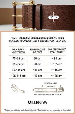 Kare Gold Tokalı Kahverengi Kalın Kadın Kemer 5.5 cm