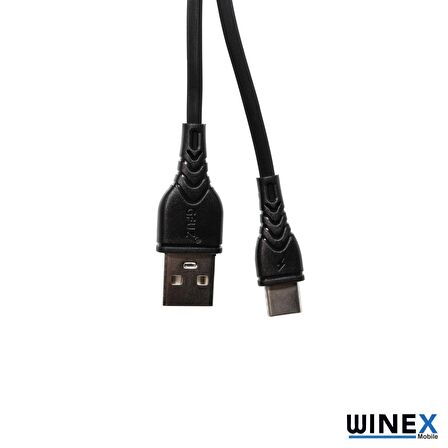 Winex CA-60 USBA to Type-C Hızlı Data ve Şarj Kablosu 3A Siyah