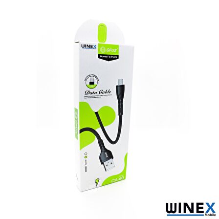 Winex CA-60 USBA to Type-C Hızlı Data ve Şarj Kablosu 3A Siyah