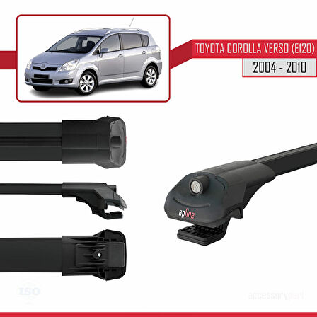 Toyota Corolla Verso 2 (AR10) 2004-2010 Arası ile Uyumlu ACE-1 Ara Atkı Tavan Barı Siyah 2 Adet
