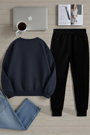 Unisex The Weekend Tasarım Basklı Bisiklet Yaka Sweatshirt - 2'li Eşofman Takımı