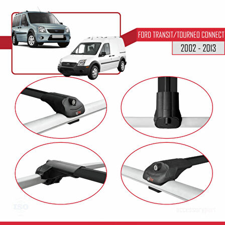 Ford Transit/Tourneo Connect 2002-2013 Arası ile Uyumlu ACE-1 Ara Atkı Tavan Barı Siyah 2 Adet