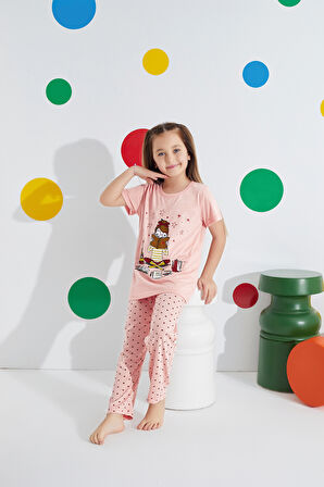 Anne Kız Kombin Desenli Viskon Kısa Kollu Pijama Takımı (ANNE KIZ AYRI SATILIR)