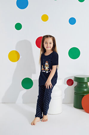 Anne Kız Kombin Desenli Viskon Kısa Kollu Pijama Takımı (ANNE KIZ AYRI SATILIR)