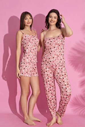 Dreamy 3 Parça Desenli İp Askılı Şortlu Pantolonlu Pegasus Pijama Takımı FHD2130RND2139