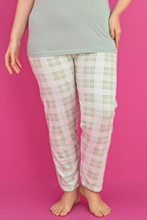 X-Dreamy Büyük Beden Pamuklu Ekose Kareli Kısa Kollu Pijama Takımı