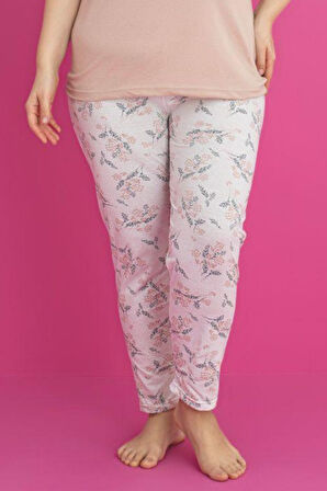X-Dreamy Büyük Beden Pamuklu Çiçekli Kısa Kollu Pijama Takımı